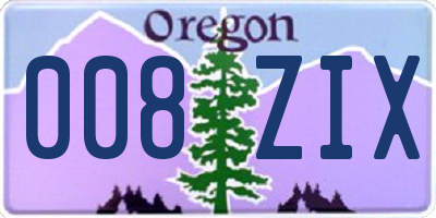 OR license plate 008ZIX