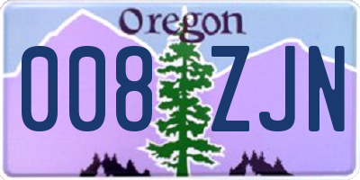 OR license plate 008ZJN