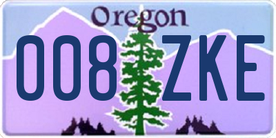 OR license plate 008ZKE