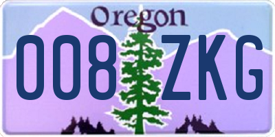 OR license plate 008ZKG
