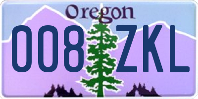 OR license plate 008ZKL