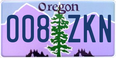 OR license plate 008ZKN