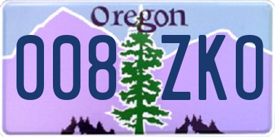 OR license plate 008ZKO