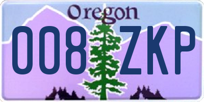 OR license plate 008ZKP