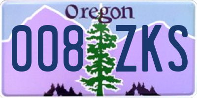 OR license plate 008ZKS