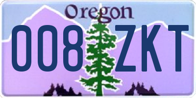 OR license plate 008ZKT
