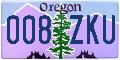 OR license plate 008ZKU