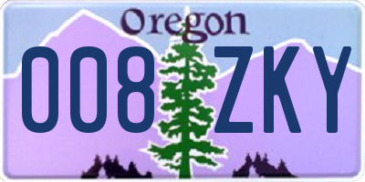 OR license plate 008ZKY