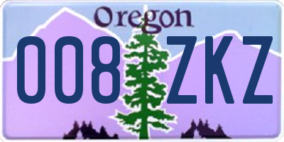 OR license plate 008ZKZ