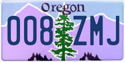 OR license plate 008ZMJ