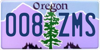 OR license plate 008ZMS