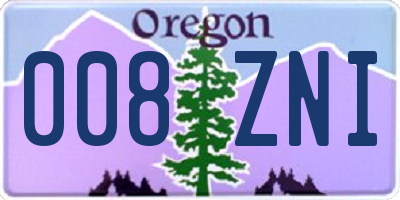 OR license plate 008ZNI