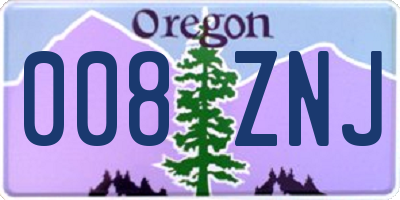 OR license plate 008ZNJ