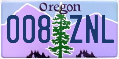 OR license plate 008ZNL