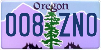 OR license plate 008ZNO