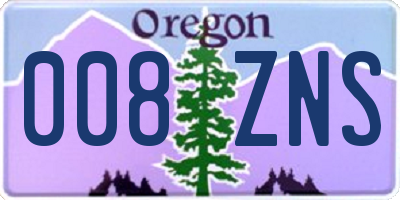 OR license plate 008ZNS