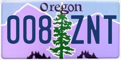 OR license plate 008ZNT