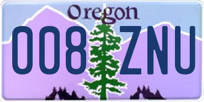 OR license plate 008ZNU