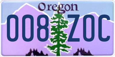 OR license plate 008ZOC