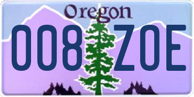 OR license plate 008ZOE
