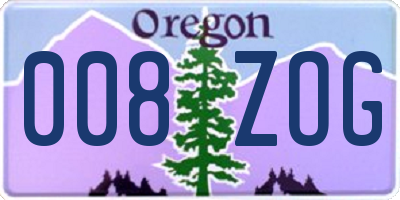 OR license plate 008ZOG