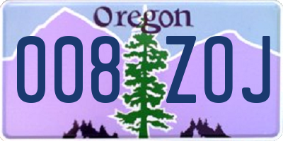 OR license plate 008ZOJ