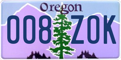 OR license plate 008ZOK