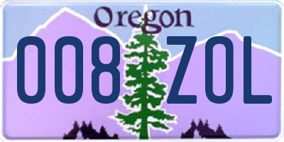 OR license plate 008ZOL