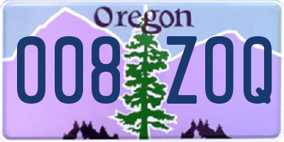 OR license plate 008ZOQ