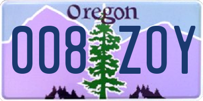 OR license plate 008ZOY
