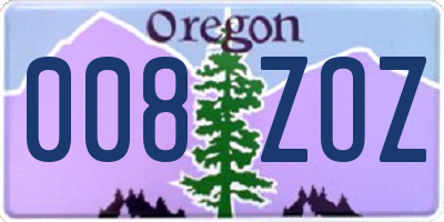 OR license plate 008ZOZ