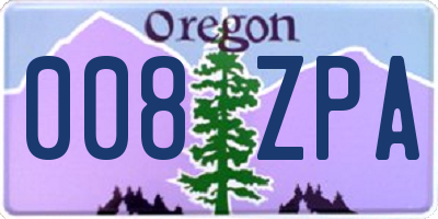 OR license plate 008ZPA