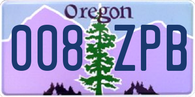 OR license plate 008ZPB