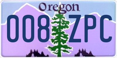OR license plate 008ZPC