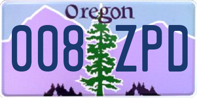 OR license plate 008ZPD