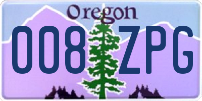 OR license plate 008ZPG