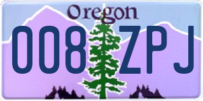 OR license plate 008ZPJ