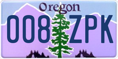 OR license plate 008ZPK