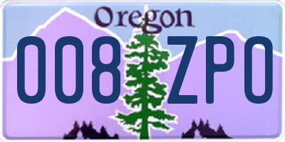 OR license plate 008ZPO