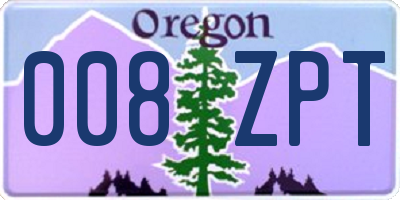 OR license plate 008ZPT