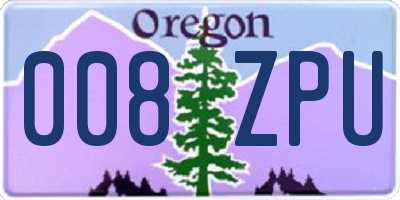 OR license plate 008ZPU