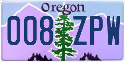 OR license plate 008ZPW