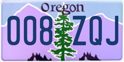 OR license plate 008ZQJ