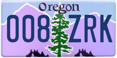 OR license plate 008ZRK
