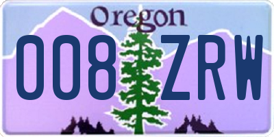 OR license plate 008ZRW