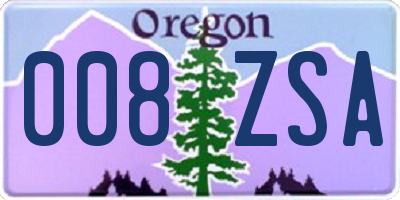 OR license plate 008ZSA