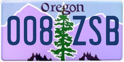 OR license plate 008ZSB