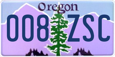 OR license plate 008ZSC