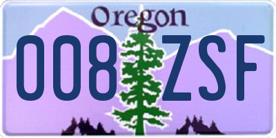 OR license plate 008ZSF