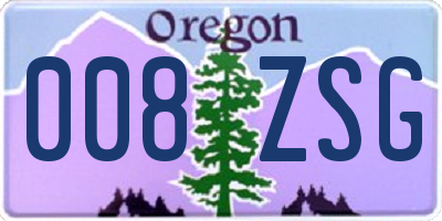 OR license plate 008ZSG